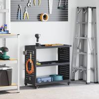 Gereedschapswagen met plank met wiel met opslag Antraciet 75 x 35 x 73 cm Metaal