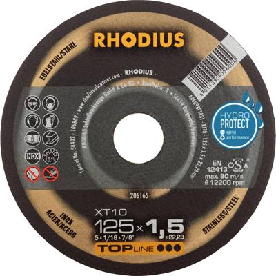 Rhodius XT10 206165 Doorslijpschijf recht 125 mm 1 stuk(s) RVS, Staal