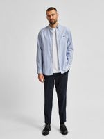 Selected Homme Heren Overhemd Blauw Gestreept Button Down Slim Fit - thumbnail