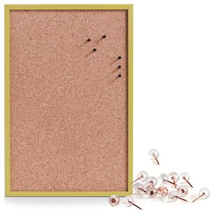 Prikbord incl. 25x punaises rose goud - 40 x 60 cm - groen - kurk