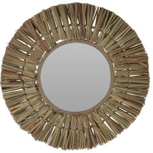 Wandspiegel Raffia - frame kleur naturel - Dia 30 cm - met brede lijst