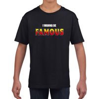 I wanna be famous fun t-shirt zwart voor kids XL (158-164)  - - thumbnail