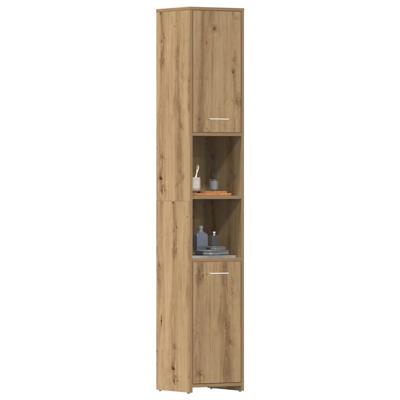 Badkamerkast 30x30x183,5 cm bewerkt hout artisanaal eikenkleur