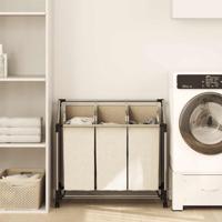 VidaXL Wassorteerder met 3 zakken staal crème