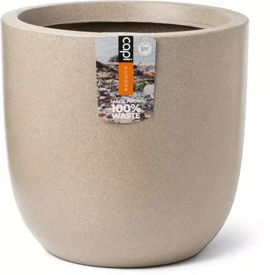 Capi waste bol smooth nl kunststof bloempot 43x41 cm terrazzo beige