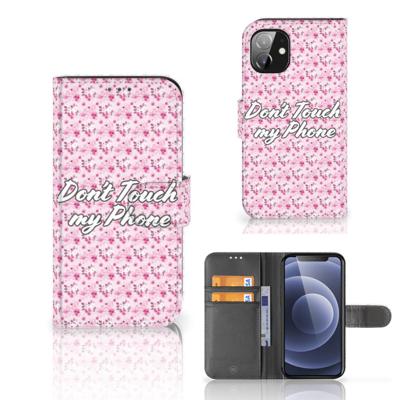 Apple iPhone 12 Mini Portemonnee Hoesje Flowers Pink DTMP Apple iPhone 12 Mini Portemonnee Hoesje Flowers Pink DTMP