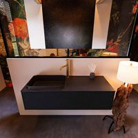 Badkamermeubelset Mondiaz Erin 120 cm met 1 Lade met RIDGE Wastafel Links Urban met 1 kraangat Greeploos Mat Urban