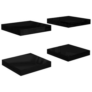 vidaXL Wandschappen zwevend 4 st 23x23,5x3,8 cm MDF hoogglans zwart