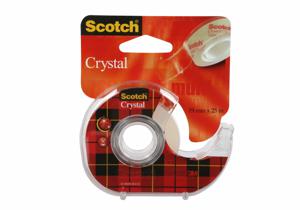 Scotch Plakband Crystal ft 19 mm x 25 m, blister met 1 afroller met 1 rolletje