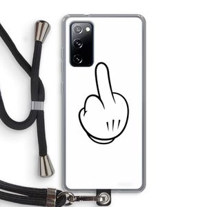 Middle finger white: Samsung Galaxy S20 FE / S20 FE 5G Transparant Hoesje met koord