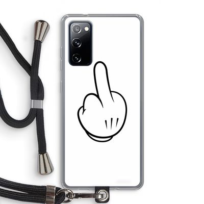 Middle finger white: Samsung Galaxy S20 FE / S20 FE 5G Transparant Hoesje met koord