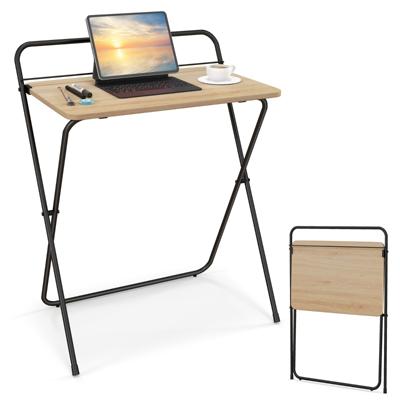 60 cm Inklapbaar Computerbureau Compact Bureau voor Thuiskantoor met Tablethouder Veelzijdig Bureau Geen Montage Nodig Natuurlijk