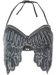 Blumarine haut imprimé à dos nu - Noir