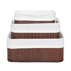 Homestyle Pro bamboe opbergmanden 3 stuks bruin/wit