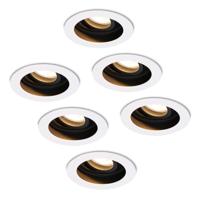Set van 6 Laredo LED inbouwspots - GU10 - 4 Watt 345 lumen - 2700K Warm wit - Dimbaar - verzonken - Rond - Kantelbaar - IP20 Voor binnen - Wit
