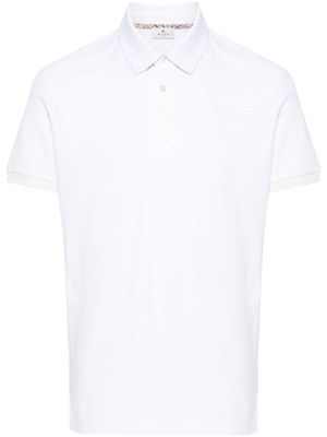 ETRO polo en coton à motif Pegaso brodé - Blanc