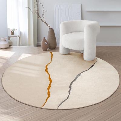 Karpet24 Creation Vloerkleed - Strakke Abstracte Stijl met Goud-Grijs Contrast op Crème-Ø 200 cm