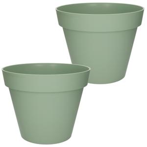 2x stuks eda toscane bloempot - kunststof - groen - d40 x h32 cm - binnen- en buitenshuis