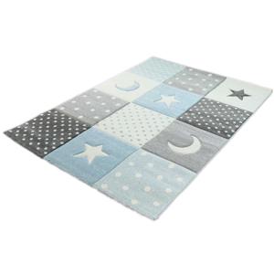 Kindervloerkleed - Sterren en Manen - Blauw - 80 x 150 cm