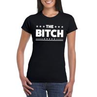 The Bitch tekst - dames T-shirt - zwart - korte mouwen - foute party kleding The Bitch tekst - dames T-shirt - zwart - korte mouwen - foute party kleding