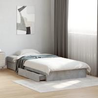 Bedframe met lades bewerkt hout betongrijs 90x200 cm