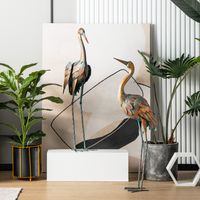 Set van 2 Tuinbeelden Kraanich Kraanbeeldhouwwerken Metaal Kraan Sculpturen Kraandecoratie Decoratief Vogelsculptuur