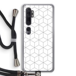 Zwart-witte kubussen: Xiaomi Mi Note 10 Pro Transparant Hoesje met koord