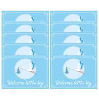 Jongen geboren XXL formaat ansichtkaart - 10x - wenskaart - ooievaar kraamcadeau - blauw - A5 - 15 x