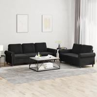 2-delige Loungeset met kussens fluweel zwart