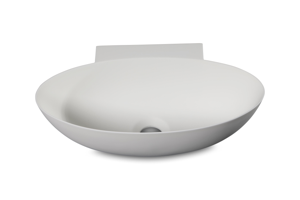 Luca Sanitair Luva ovaal wandfontein met dunne randen van solid surface 40 x 22 x 12 cm, mat wit