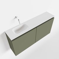 Toiletmeubel Mondiaz Ture | 100 cm | Meubelkleur Army | Eden wastafel Talc Links | Zonder kraangat
