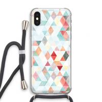 Gekleurde driehoekjes pastel: iPhone X Transparant Hoesje met koord