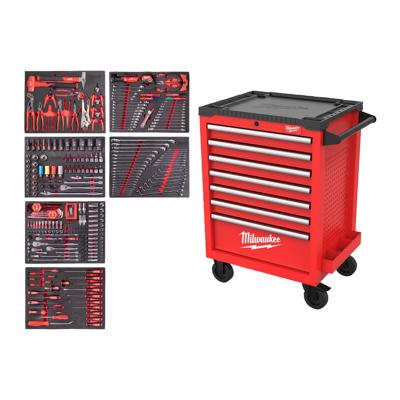 Milwaukee TOOLGUARD™ Gevulde stalen gereedschapswagen rood 69cm automotive 337-delig - 4932500754 Milwaukee TOOLGUARD™ Gevulde stalen gereedschapswagen rood 69cm automotive 337-delig - 4932500754