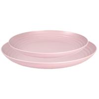 Plasticforte camping borden set - roze - kunststof - 2 soorten - 16x stuks - onbreekbaar servies