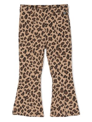 Monnalisa pantalon évasé à imprimé léopard - Marron