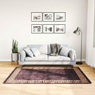 Vloerkleed wasbaar anti-slip 120x180 cm zwart en goudkleurig