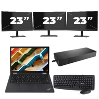 Lenovo ThinkPad X13 Yoga Gen 2 - Intel Core i5-11e Generatie - 13 inch - 16GB RAM - 256GB SSD - Windows 11 Home + 3x 23 inch Monitor
