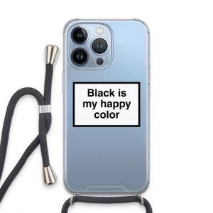 Black is my happy color: iPhone 13 Pro Transparant Hoesje met koord