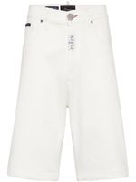 Philipp Plein short en jean à plaque logo - Blanc