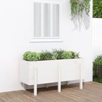 Plantenbak verhoogd 121x50x57 cm massief grenenhout wit - thumbnail