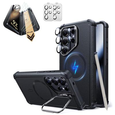 Galaxy S26 Ultra Bundle Cyber Tough Magnetic Case (Stash Stand) and Armorite® Pro Screen Protector - Black