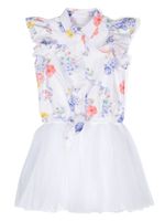 Lapin House robe en tulle à fleurs - Blanc