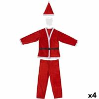 Kostuums voor Volwassenen Kerstman Één maat Wit Rood (4 Stuks)
