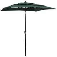 VidaXL Parasol 3-laags met aluminium paal 2x2 m groen