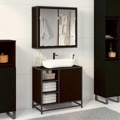 Badkamermeubelset met opslag 2 pcs Zwart eiken 65 x 33 x 60 cm