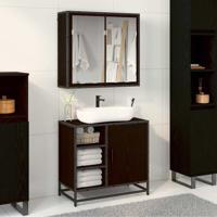 Badkamermeubelset met opslag 2 pcs Zwart eiken 65 x 33 x 60 cm