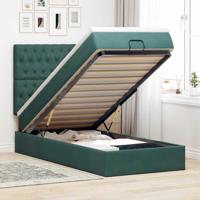 Ottoman bed met matrassen en LED's 90x200cm fluweel donkergroen