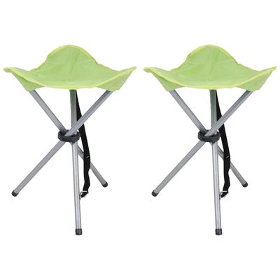Urban Living bijzet krukje/stoeltje - 4x - Opvouwbaar - Camping/outdoor - D32 x H43 cm - Groen