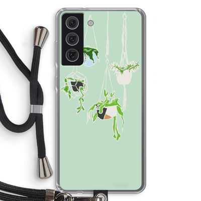 Hang In There: Samsung Galaxy S21 FE Transparant Hoesje met koord