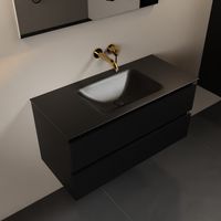 MONDIAZ AIVY 100cm badmeubel Urban, wastafel Urban solid surface midden zonder kraangat (AI-351321URBAN-NO - AI-M100URMI)